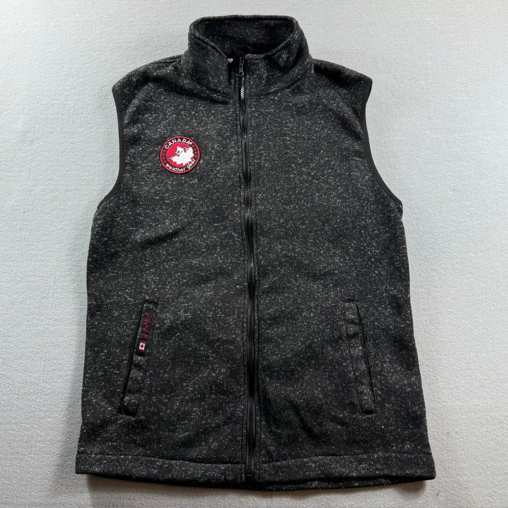 Canada Weather Gear Vest Mens Medium Charcoal Gray Full Zip Fleece Lined Marl